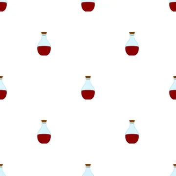 Seamless pattern with red potion icons. Cartoon magic healing elixir flask.  Stock Illustration