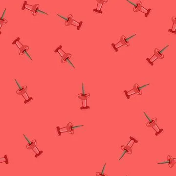 Seamless pattern red push pin cartoon vector sign Stock Illustration