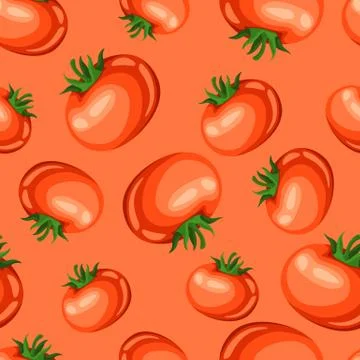Seamless pattern with red ripe tomato. Illustrazione stock