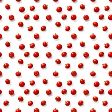 Seamless pattern with red ripe tomatoes. Tomato isolated on white background. Stock Photos