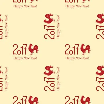 Seamless pattern with red rooster Stock Illustration
