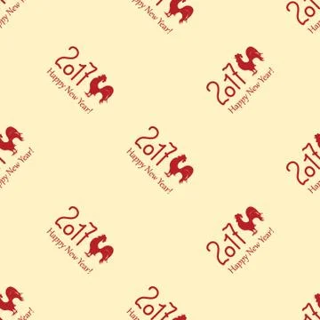 Seamless pattern with red rooster Stock Illustration
