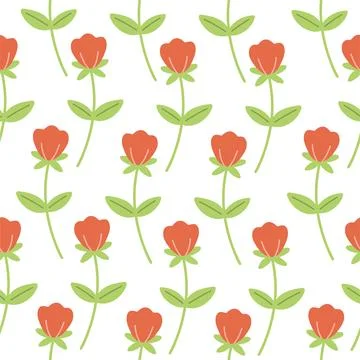 Seamless pattern with red roses and green leaves vector Stock Illustration