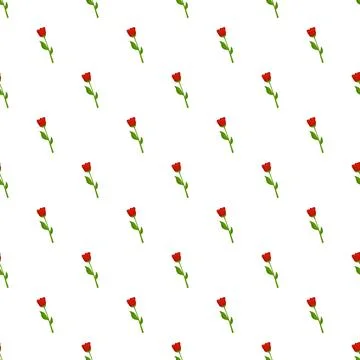 Seamless pattern with red roses and green stems Stock Illustration