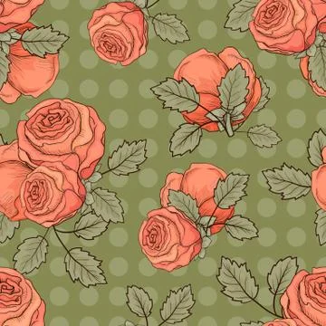 Seamless pattern with red roses Иллюстрация
