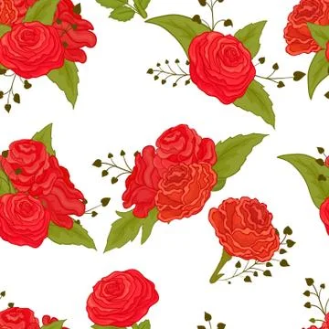 Seamless pattern with red roses Stock Illustration