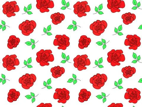 Seamless pattern of red roses Stock Illustration