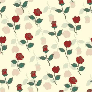 Seamless pattern with red roses. Vector illustration. Illustrazione stock