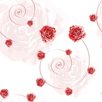 Seamless pattern with red roses vector and abstract shapes Stock Illustration