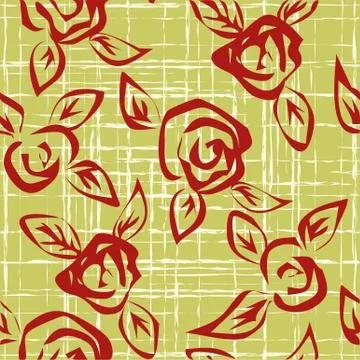 Seamless pattern with red roses. Vector illustration. Stock Illustration
