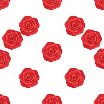 Seamless pattern with red roses on white background. Stock Illustration