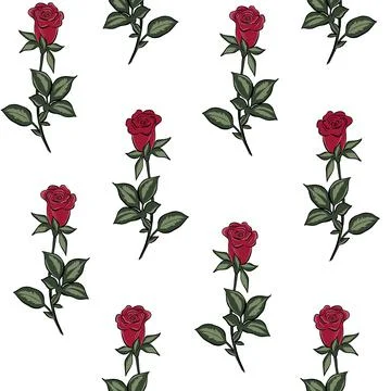 Seamless pattern with red roses.Repeating solid pattern with red  flowers. Stock Illustration