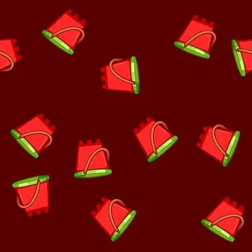 Seamless pattern Red sand toy bucket for children playing summer beach 库存插图