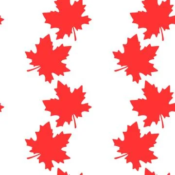 Seamless pattern of red silhouette maple leaves isolated on white background. 스톡 일러스트