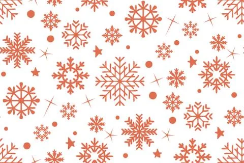 Seamless pattern with red snowflakes on a white background. Stock Illustration
