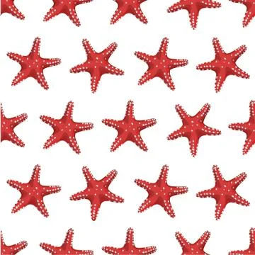 Seamless pattern with red starfish. Image for wrapping paper Stock Illustration