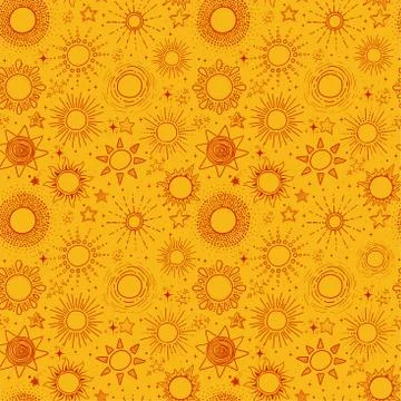 Seamless pattern with red stars on orange background. Can be used for wallpap Stock Illustration