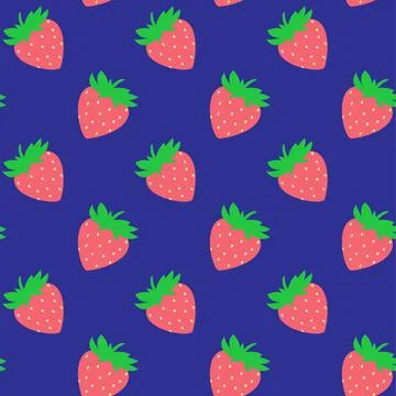 Seamless pattern with red strawberries on grey board. Tasty berry, sweet food Stock Illustration
