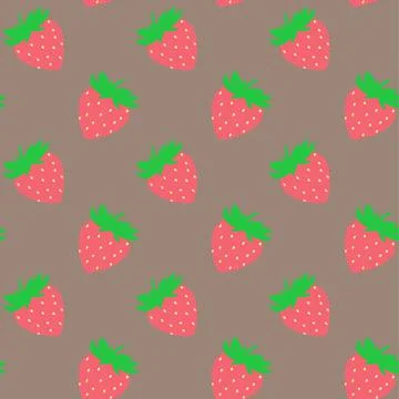 Seamless pattern with red strawberries on grey board. Tasty berry, sweet food Stock Illustration