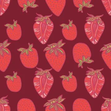 Seamless pattern with red strawberries. Stock Illustration