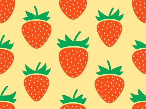 Seamless pattern with red strawberries on a pink background. Red strawberri.. Illustrazione stock