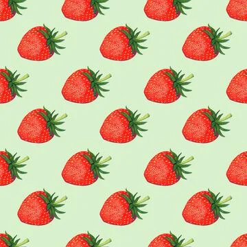 Seamless pattern red strawberry risography retro illustration Stock Illustration