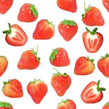 Seamless pattern with red strawberryes Stockfoto's