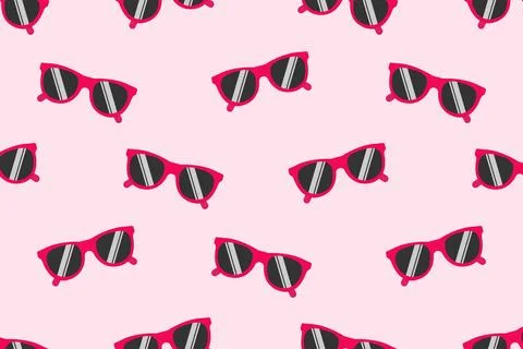 Seamless pattern of red sunglasses. Stock Illustration