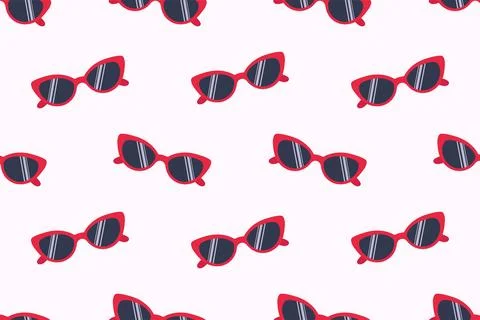 Seamless pattern of red sunglasses. Stock Illustration