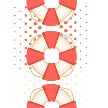 Seamless pattern of red swimming circle vector illustration on white background Illustrazione stock
