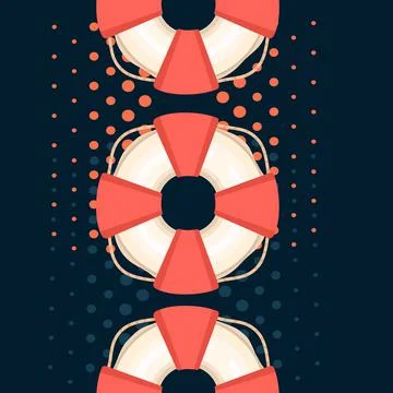 Seamless pattern of red swimming circle vector illustration on dark background Stock Illustration