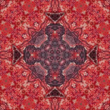 Seamless pattern red. Texture of red mineral. Mosaic kaleidoscope burgundy Stock Illustration
