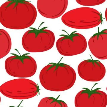 Seamless pattern with red tomatoes. Cherry tomatoes wallpaper. Stock Illustration