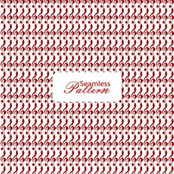Seamless pattern of red treble clef musical symbols on white background Illustrazione stock