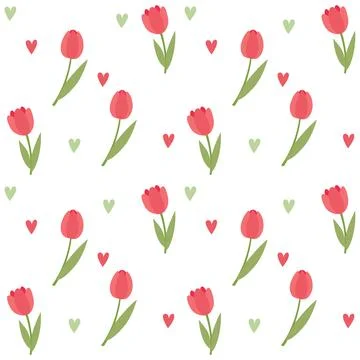 Seamless pattern with red tulips Stock Illustration