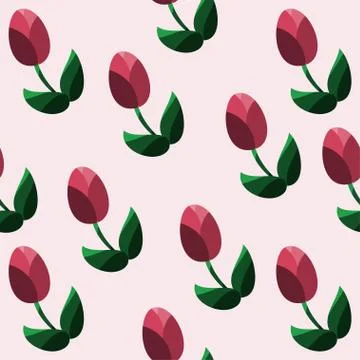 Seamless pattern with red tulips. Vector illustration Stock Illustration
