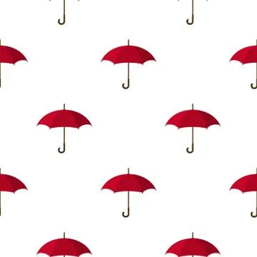 Seamless pattern with red umbrella icon on white background. Vector illustration Ilustración de archivo