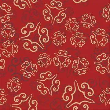Seamless pattern on red. Vintage decorative elements. Hand drawn background Illustrazione stock
