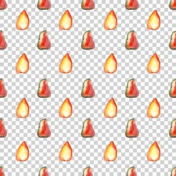 Seamless pattern of red watercolor pears, hand painted on white background Stock Illustration