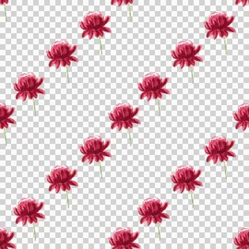 Seamless pattern of red watercolor peony flower, hand drawn on white background Stock Illustration