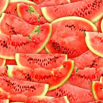 Seamless pattern of red watermelons slices Stock Photos