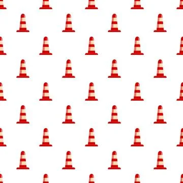 Seamless pattern with red white traffic cone barriers Stock Illustration