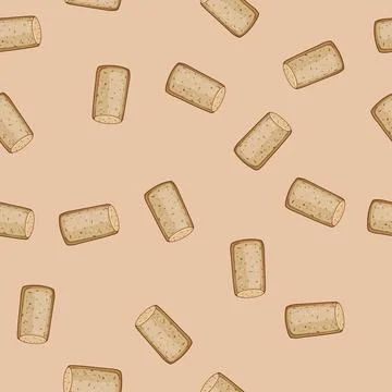 Seamless pattern red wine cork bottle cartoon vector Stock Illustration