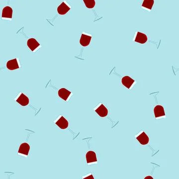 Seamless pattern red wine glass cartoon vector Stock Illustration
