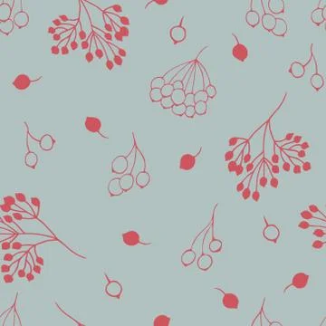 Seamless pattern with red winter berry. Vector illustration. Stock Illustration
