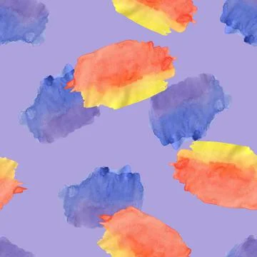 Seamless Pattern with Red, Yellow, Blue Watercolor Spots. Stock Illustration