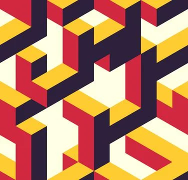 Seamless pattern red yellow maze Stock Illustration
