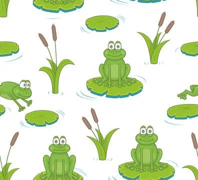 Seamless pattern with reeds and toads イラスト素材