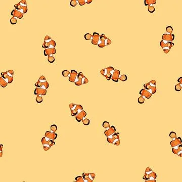 Seamless pattern reef clown fish cartoon vector Illustrazione stock