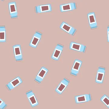 Seamless pattern refill pill bottle cartoon vector Stock Illustration